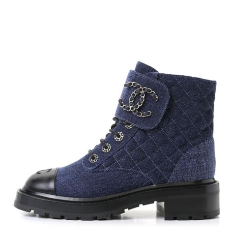 chanel denim combat boots.